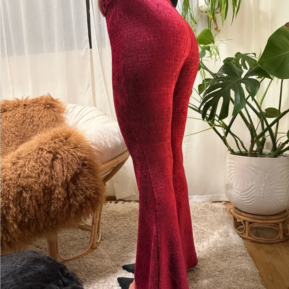 Free People Red Velvet Flare Pants - Picture 4 of 12